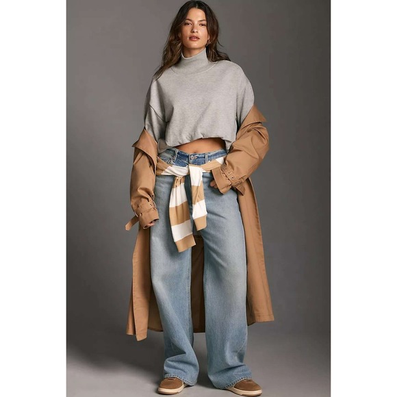 Pilcro Tops - Pilcro Anthropologie Mock Neck Cropped Sweatshirt Heather Gray L OB1866615
